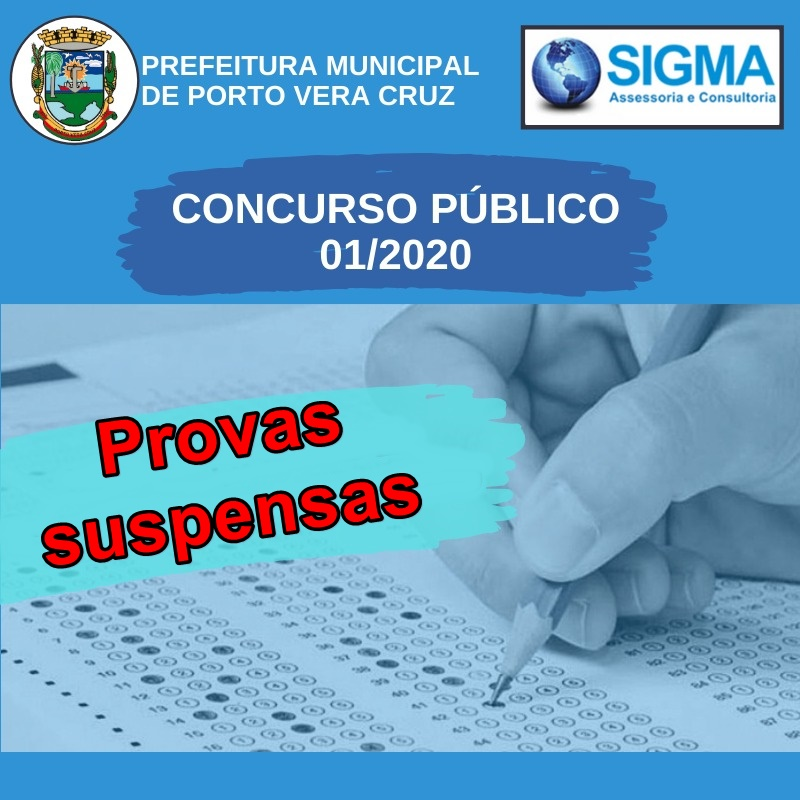 Suspensas as provas do Concurso nº 01/2020 por prazo indeterminado